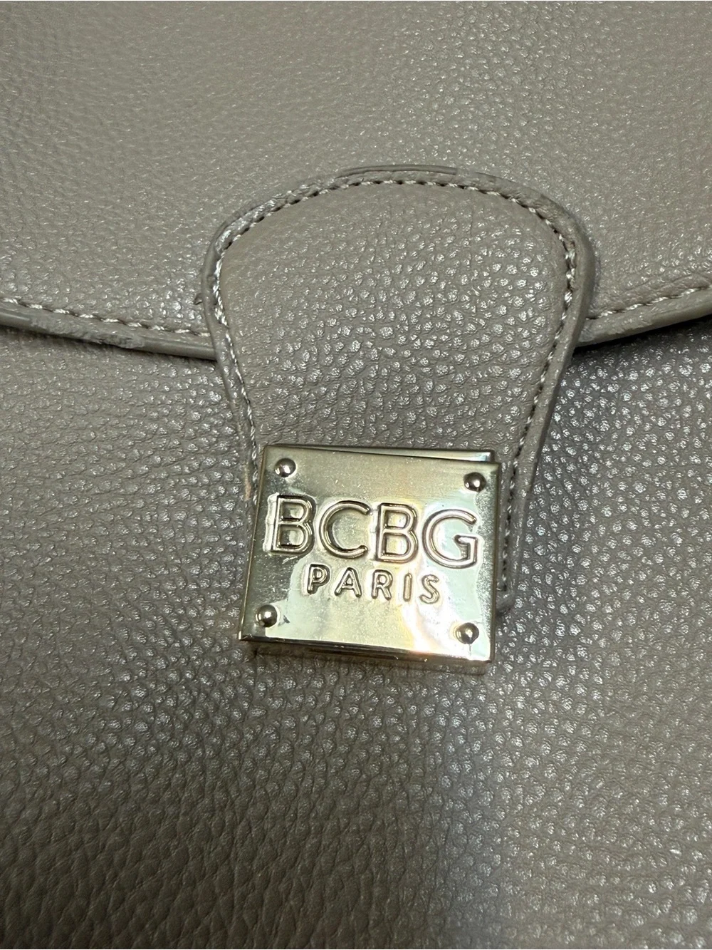 BCBG Taupe Pebble Leather Top-Handle‎ Satchel